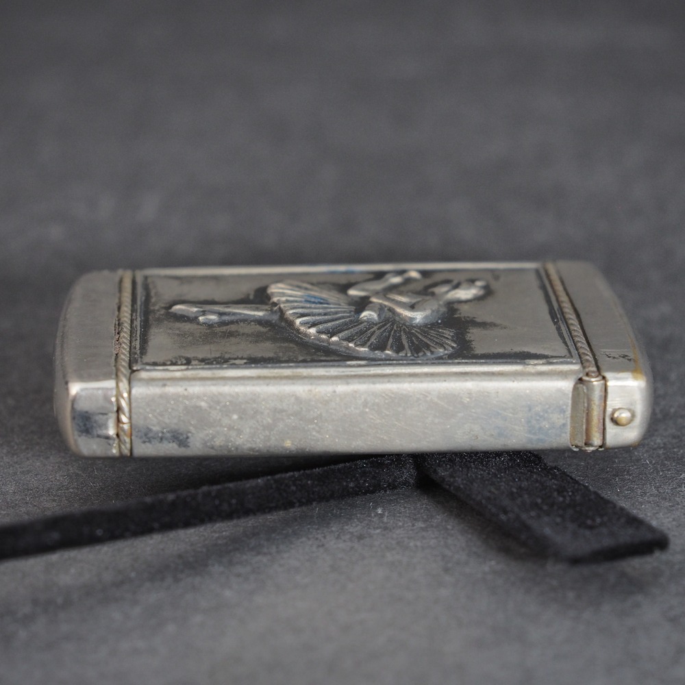 VTG Vesta Match Box Safe Silver Tone Repousse Ballerina Tobacciana Advertising - Picture 5 of 11